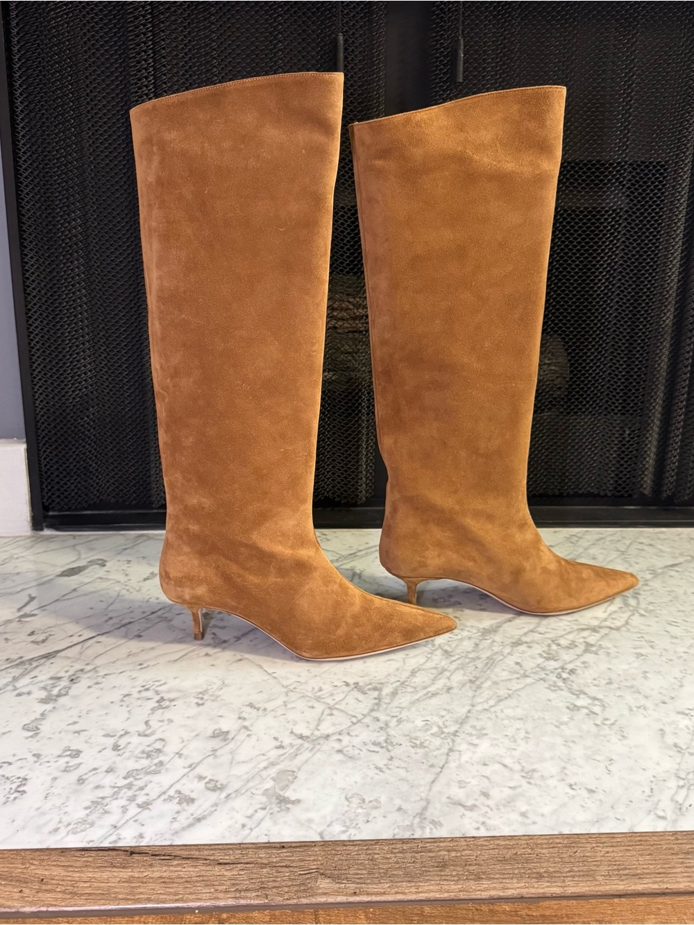 New Staud Sebastian Kitten Heel Suede Knee High Tan Boots Size EU 40.5 10.5 $595 - Picture 8 of 16